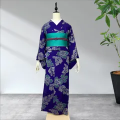 夏着物　銘仙　正絹　着物　セミアンティーク