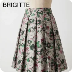 BRIGITTE 東京スタイル 花柄プリーツスカート 日本製 L 春夏 サテン 膝下丈