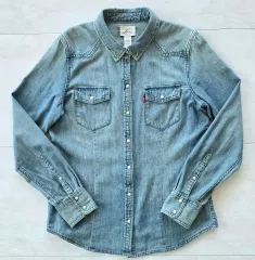 リーバイス ライトブルー ウェスタン デニムシャツ M 90