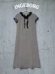INGEBORG ドット柄 レースロングワンピース ブラック インゲボルグ