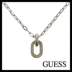 【GUESS】チェーン ネックレス SV925 SILVER/シルバー 総重量約7.2g オーバル パヴェ ラインストーン ペンダント ゲス (SER-7180)のサムネイル