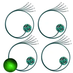 Lezalic LED 超小型 リード線 5本 磁気スイッチ 電飾 4個セット ワイヤレス 点灯 点滅 ボタン電池 (CR927対応) 模型 ジオラマ プラモデル ライト 照明 (グリーン 5) [グリーン 5]