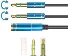 【在庫セール】SC-1 ANE イヤホンスプリッター オーディオ分配ケーブル 1m(100cm) 金メッキ [ステレオミニ3.5mm 3極オス×2]←→[ステレオミニ3.5mm 3極メス×1] イヤホン ヘッドホン PC RCA AUX ミキシング 統合 分配