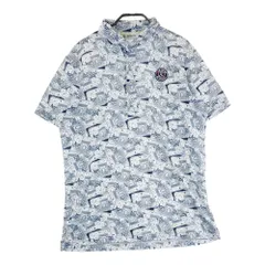 サイズ：L AND PER SE アンパスィ  半袖ポロシャツ 総柄 ホワイト系 [240101644260] ゴルフウェア メンズ ストスト