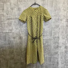 【k-237】ドット柄ワンピース レディース M ロングワンピース 水玉ワンピース 半袖ワンピース レトロワンピース Aライン フレアワンピース 古着 レディースワンピース