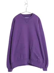 【お得なクーポン配布中!】 90s USA製 ラッセル 無地 スウェット メンズ レディース XXL / オールド トレーナー 前V ブランク 裏起毛 大きいサイズ ヘビーウェイト 紫