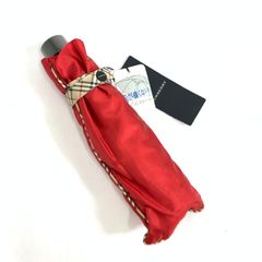 BURBERRY 長傘 雨傘 ノバチェック シャドーホース ロゴプレート レッド