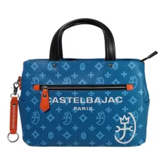 新品 [カステルバジャック] トートバッグ ミニトート ハンドバッグ ドライビングトート 手持ち カジュアル メンズ 048521 サシャ 総柄 横型 キーリング ストラップ 【17】 ブルー