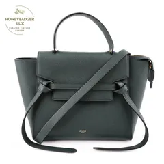 【中古】CELINE セリーヌ ベルトバッグマイクロ レザー 2WAY ハンドバッグ グリーン レギュラー レディース【鑑定済み】