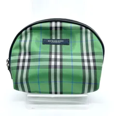 BURBERRY バーバリー ポーチ　コスメポーチ　小物入れ　グリーン系　チェック　ナイロン