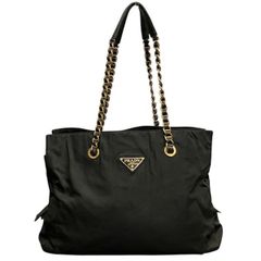 PRADA プラダ ナイロン トートバッグ チェーンショルダー ブラック