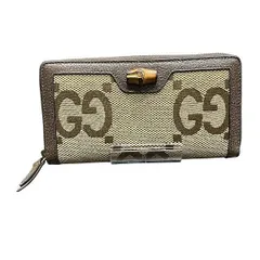 グッチ　GUCCI　GGキャンパス・バンブー　ラウンドファスナーロングウォレット　658634　長財布　ユニセックス　美品