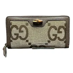 グッチ　GUCCI　GGキャンパス・バンブー　ラウンドファスナーロングウォレット　658634　長財布　ユニセックス　美品