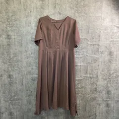 【T-622】SMILE LAND ワンピース 3L レディース ロングワンピース 半袖 Vネック フレアワンピース 大きいサイズ ブラウン系 カジュアル 古着