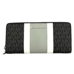 マイケル・コース　ブラック×グレー×ホワイト　ラウンドファスナー　二つ折り財布　メンズ