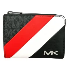 マイケル・コース　ブラック×レッド×ホワイト　MKロゴ　二つ折り財布　メンズ
