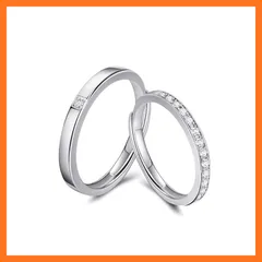 【新品】 [Deelfel] 指輪 ペアリング フリーサイズ 2個セット 男女兼用 ジルコニア指輪 純銀 シルバー925 金属アレルギー対応 サイズ調整可能 婚約指輪 結婚指輪 ファッション アクセサリー 0