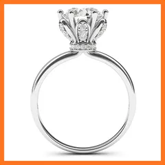 【新品】 ソリッドスターリングシルバー ロマンチックフラワースタイル 6プロングセット 2.0カラット 模造ダイヤモンド 婚約指輪 0