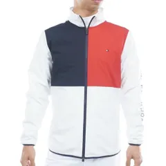 新品 [トミー ゴルフ] ウィンドブレーカー TOMMY HILFIGER GOLF(トミー ヒルフィガー ゴルフ) メンズゴルフウェア カラーブロック ウインドジャケット ホワイト Mサイズ THMA567 M