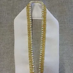 ちょっと豪華?なパール付重ね衿  白 W5　パール　ポリエステルちりめん