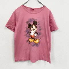 古着 used　Disney　ディズニー　Mickey Mouse　ミッキーマウス　半袖プリントTシャツ　キャラクターT　ピンク　