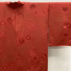 未使用　袷羽織　地紋羽織　花葉柄　正絹　R561