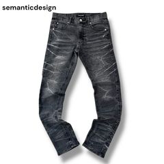 シェラック × セマンティックデザイン ストレッチ デニム バイカー
