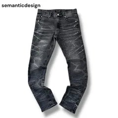 semanticdesign セマンティックデザイン Y2K ヒゲ加工 クラッシュ スキニー デニム パンツ S ハイパーストレッチ メンズ ジーンズ 6M020のサムネイル