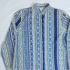 90年代 総柄 コットンシャツ スタンドカラー ヴィンテージ