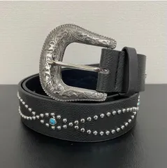 ウエスタンベルト スタッズベルト y2k アメカジ ターコイズ　黒 男女兼用