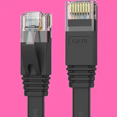 高速 カテゴリ-6 lanケーブル フラットLANケーブル CAT6準拠 CAT6 イーサネットケーブル RJ45 15m やわらか LANケーブル スリム Senetem ブラック