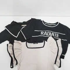 [NI] ems excite　INGNI　L’espoir　エムズ エキサイト　イング　レスポワール　デカ襟パイピングCT　ロゴ半袖ニット　半袖 フリル トップス　ブラック　ベージュ　3点まとめて