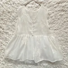 LEPSIM  レプシィム　シアー刺繍アソートノースリブラウス　ホワイト