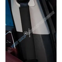 【新品未使用】◆メルセデス・ベンツ◆ブラック◆シートベルトパッド 2枚セット ショルダーパッド レザー 通気性 クッション 快適ドライブ  CAQ1D1222Q075