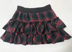 ヴィンテージ CHECK フリル ティアード ミニスカート パンクy2k