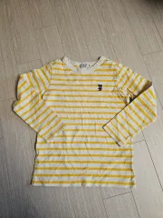 ミッキーハウス ダブルビー イエロー ストライプ 長袖Tシャツ 120