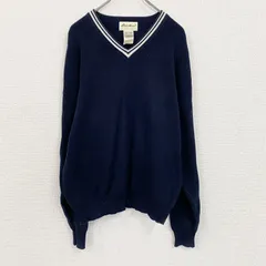 古着 used　Eddie Bauer　エディーバウアー　コットンニットセーター　Vネック　紺　ネイビー　Mサイズ