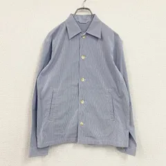 古着 used　NEW YORKER　ニューヨーカー　長袖シャツジャケット　ストライプ　青　ブルー　Mサイズ　