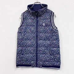 古着 used　Ralph Lauren　ラルフローレン　ダウンベスト　リバーシブル　花柄　紺　ネイビー