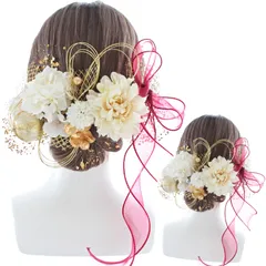 [LALALA beauty flowers] 成人式・卒業式にぴったりの華やか髪飾り 和装 七五三 結婚式 入学式 花火大会 浴衣 着物 袴 振袖 二十歳の集い 髪飾り専門店LALALA (ワインレッド) 3021 [ワインレッド[3021]]