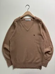 BURBERRY バーバリー ベージュ ラムウール Vネック ニット
