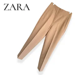 ZARA ザラ ハイウエストパンツ Mサイズ 28 ベージュ キャメル レディース テーパードパンツ スラックス センタープレス 脚長効果 美脚 シルエット オフィス カジュアル 人気 定番 ストレッチ 1043KZ