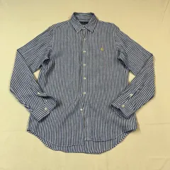 M) ポロラルフローレン クラシックフィット ストライプ リネン シャツ