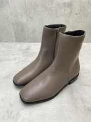美品 Memue メヌエ スクエアトゥ ショート ブーツ サイドジップ sizeL/グレージュ ■◆ レディース