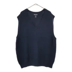 90年代 USA製 LANDS' END ランズエンド コットンニットベスト ネイビー(メンズ L)中古 古着 X4846