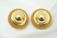 ジバンシィ ヴィンテージ イヤリング ロープ 縁取り ラウンド 大ぶり メッキ 金 ゴールド GIVENCHY 5605j