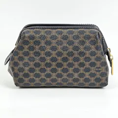 CELINE マカダム柄 PVC ポーチ アクセサリーポーチ ブラック MC00.1 【中古】