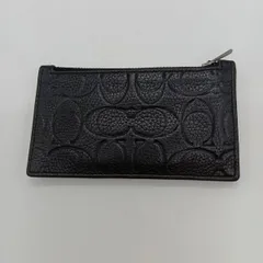 ◎◎COACH コーチ ジップ カードケース シグネチャー レザー CH744 ブラック