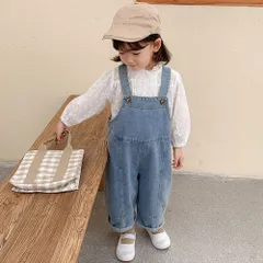 デニムパンツ オーバーオール サロペット キッズ 子供 こども 子ども服 子供服 こども服 パンツ ズボン 女の子 男の子 オールインワン ブルー 90CM かわいい おしゃれ シンプル