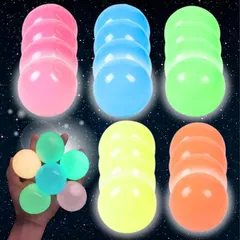 SALUDABLE ボール スクイーズ 暇つぶし 光る 粘着 カラーボール (5色ｘ各4個　20個セット)